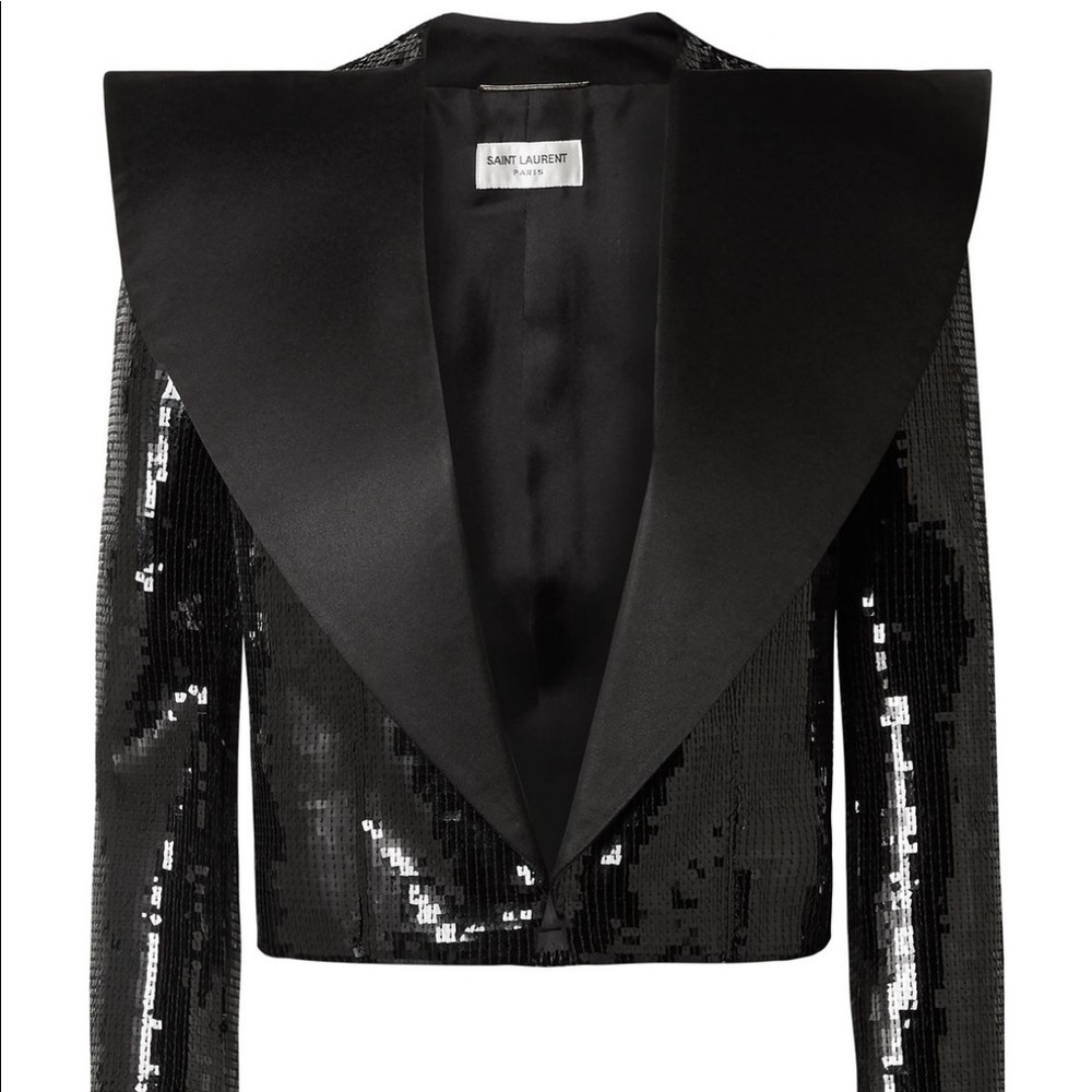 Saint Laurent Sequin Cropped Blazer